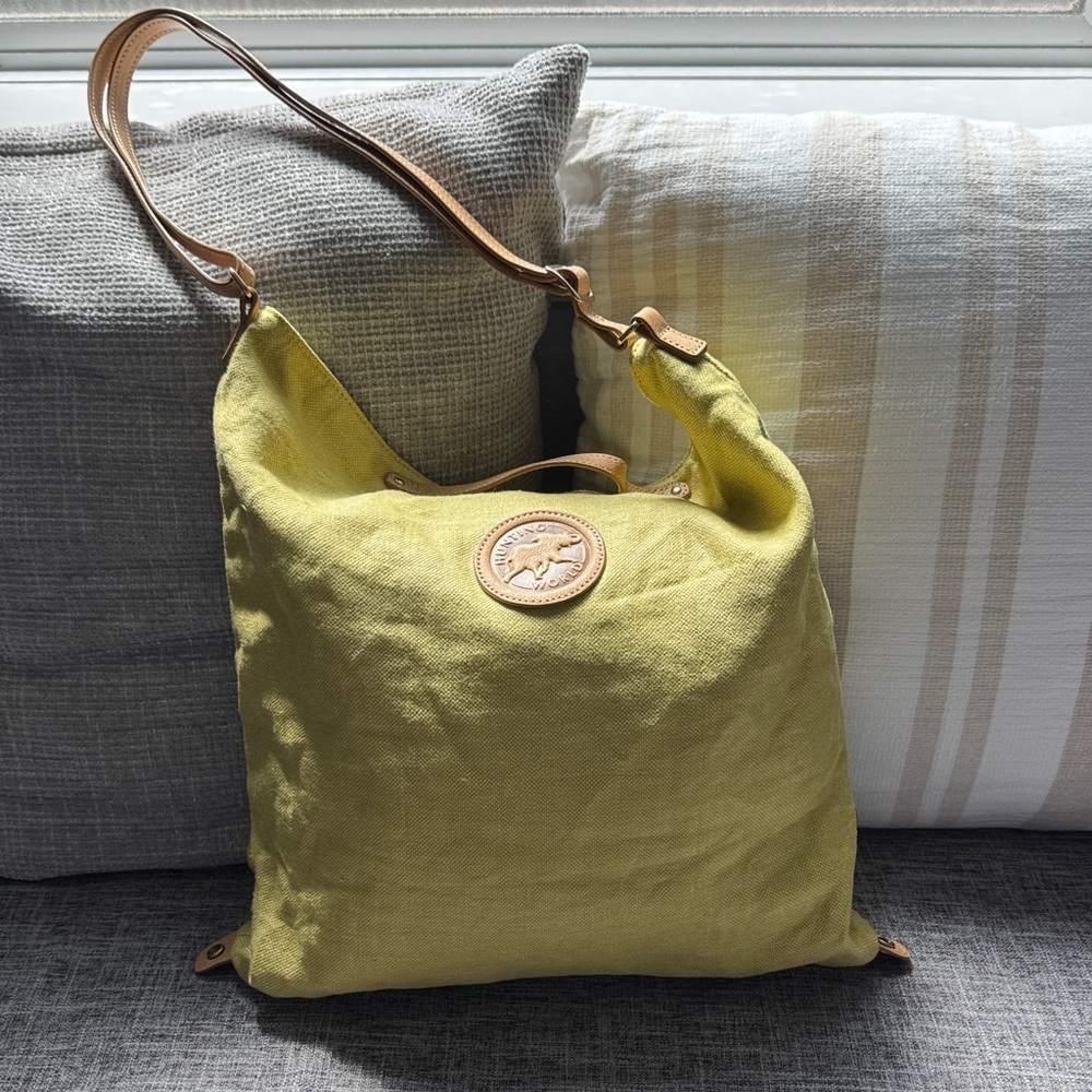 Hunting World Yellow Shoulder Bag with Leather Strap
